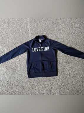 Victoria's Secret PINK Penn State University Navy Zip-Up Jacket with White Logo